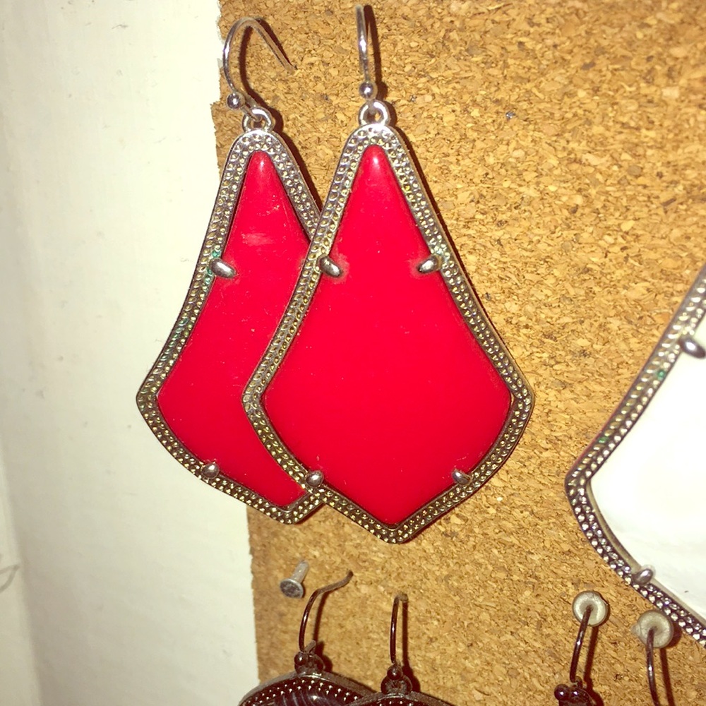 Kendra Scott Vibrant Red Geometric Dangle Earrings